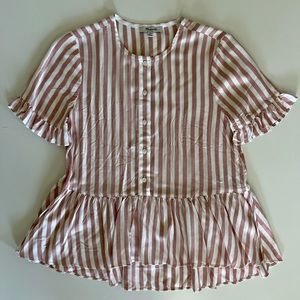 PINK + WHITE STRIPED MADEWELL BLOUSE